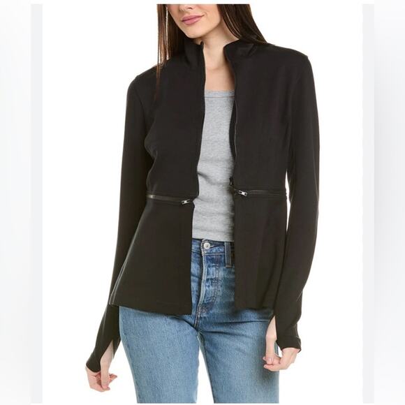 The CAbi “Relax” Jacket, Zip-Off Bottom for Cropped Option, Thumbholes, Black, L - Picture 1 of 10